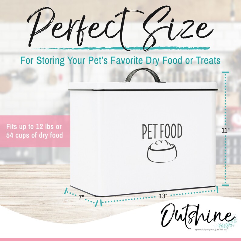 White Pet Food Container Farmhouse Pet Food Storage Bin Dog Etsy