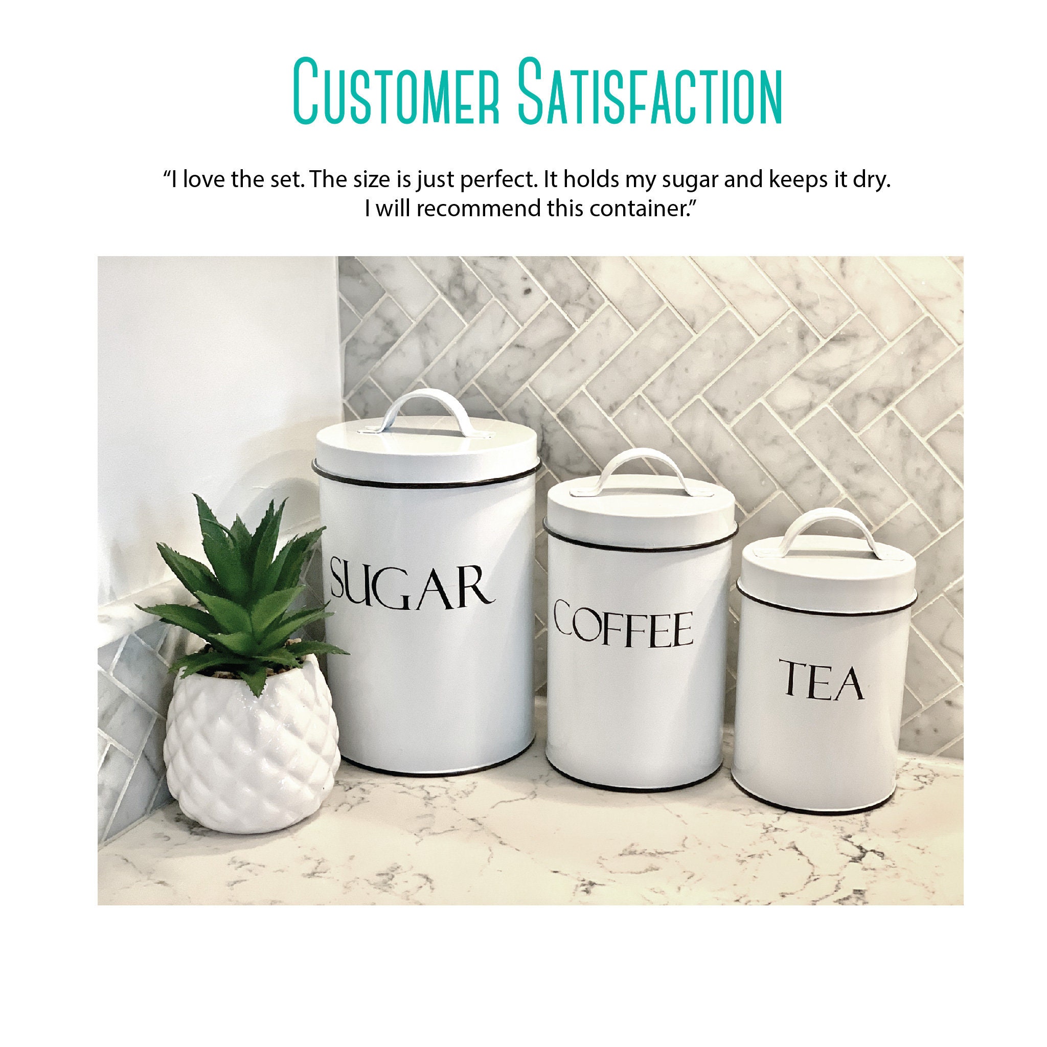 Outshine Mint Farmhouse Nesting Kitchen Canisters (Set of 3), Kitchen  Canister Set Perfect for Coffee, Tea, Sugar, Coffee Bar Accessories