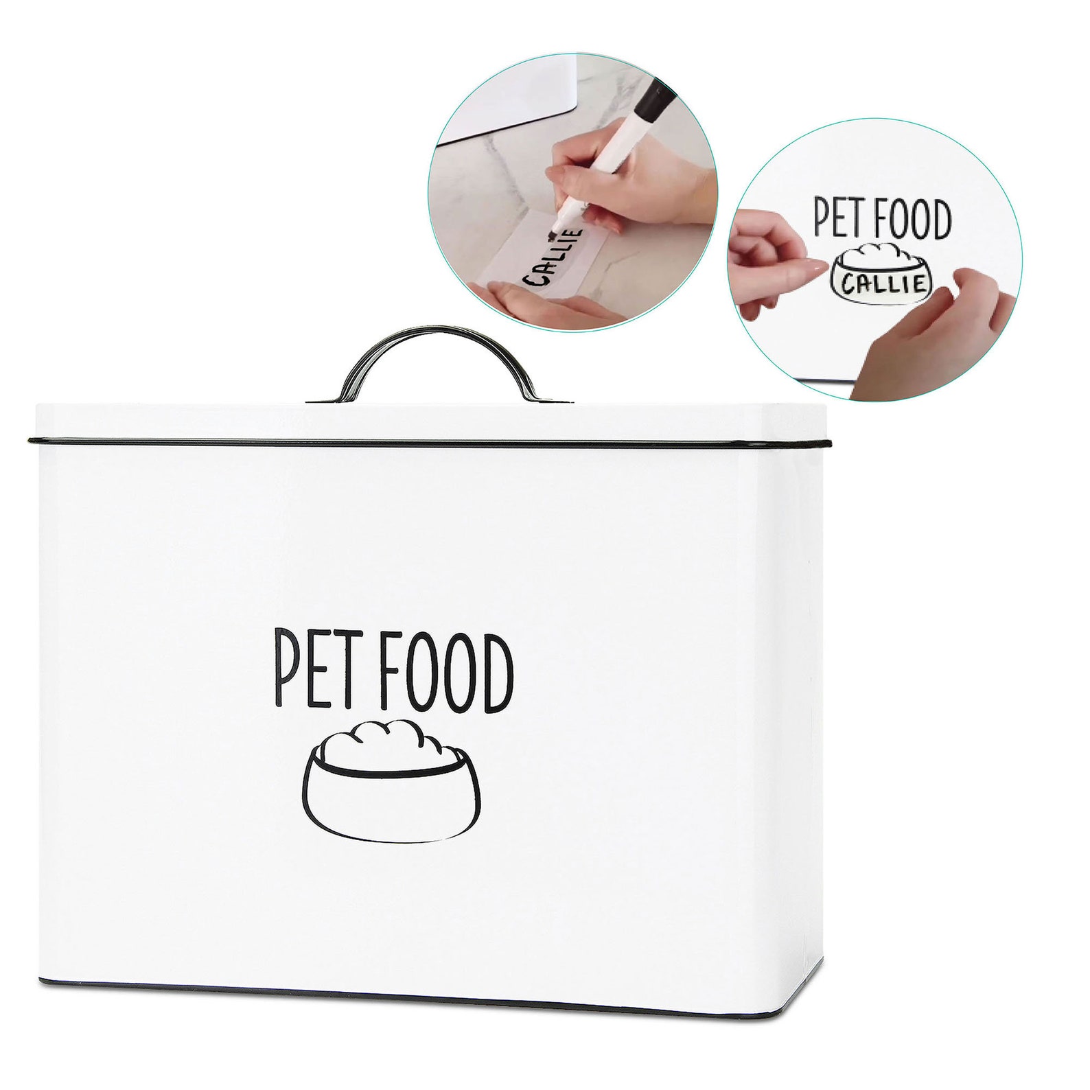 White Pet Food Container Farmhouse Pet Food Storage Bin Dog Etsy