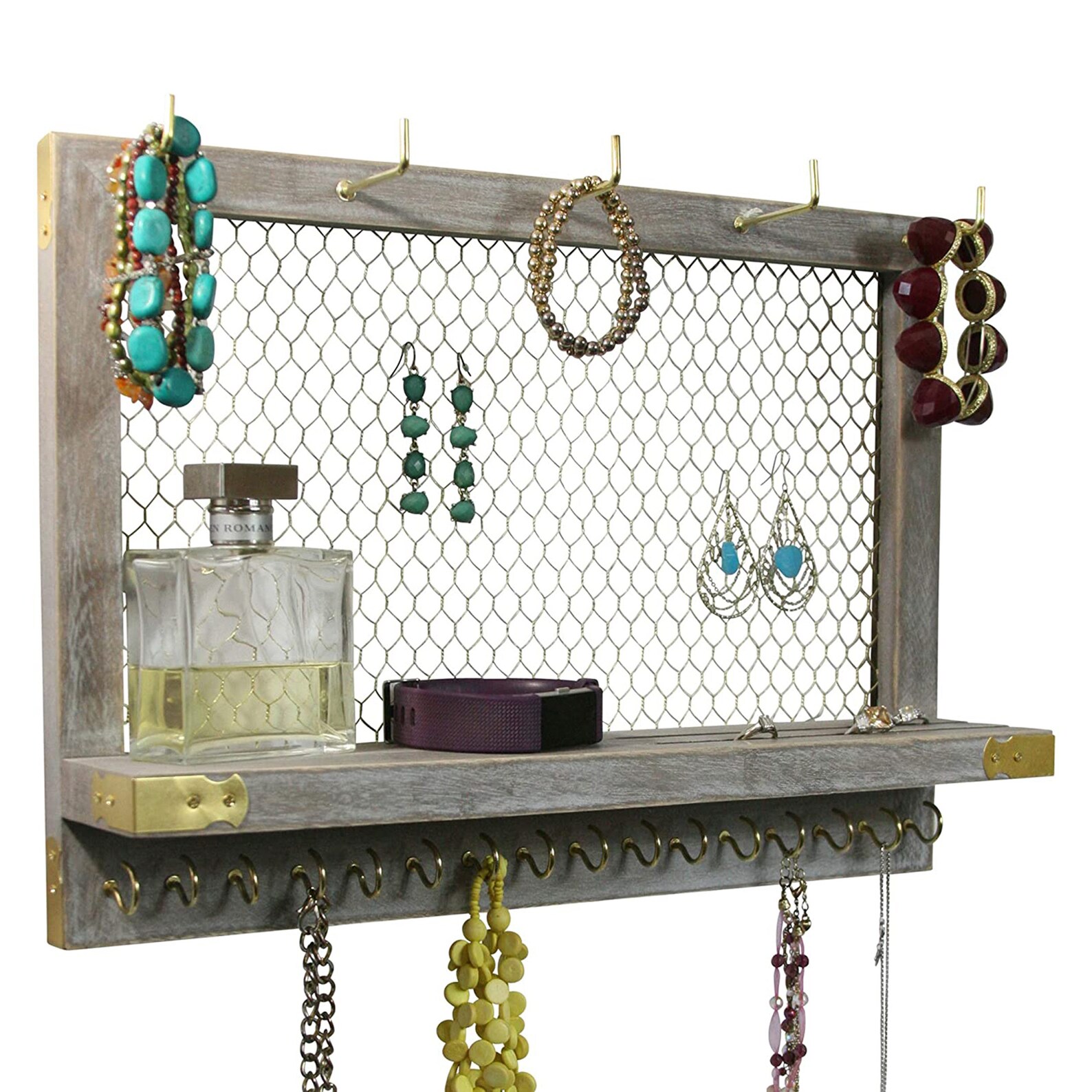 Rustic Jewelry Organizer Wall Mounted Jewelry Display Holder Etsy