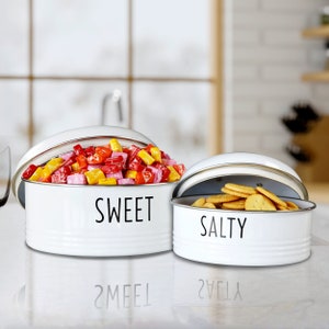 2 Pcs. Snack Container, Air-Tight Tin Food Storage Snack Containers, Farmhouse Kitchen Utensils for Kitchen Organization