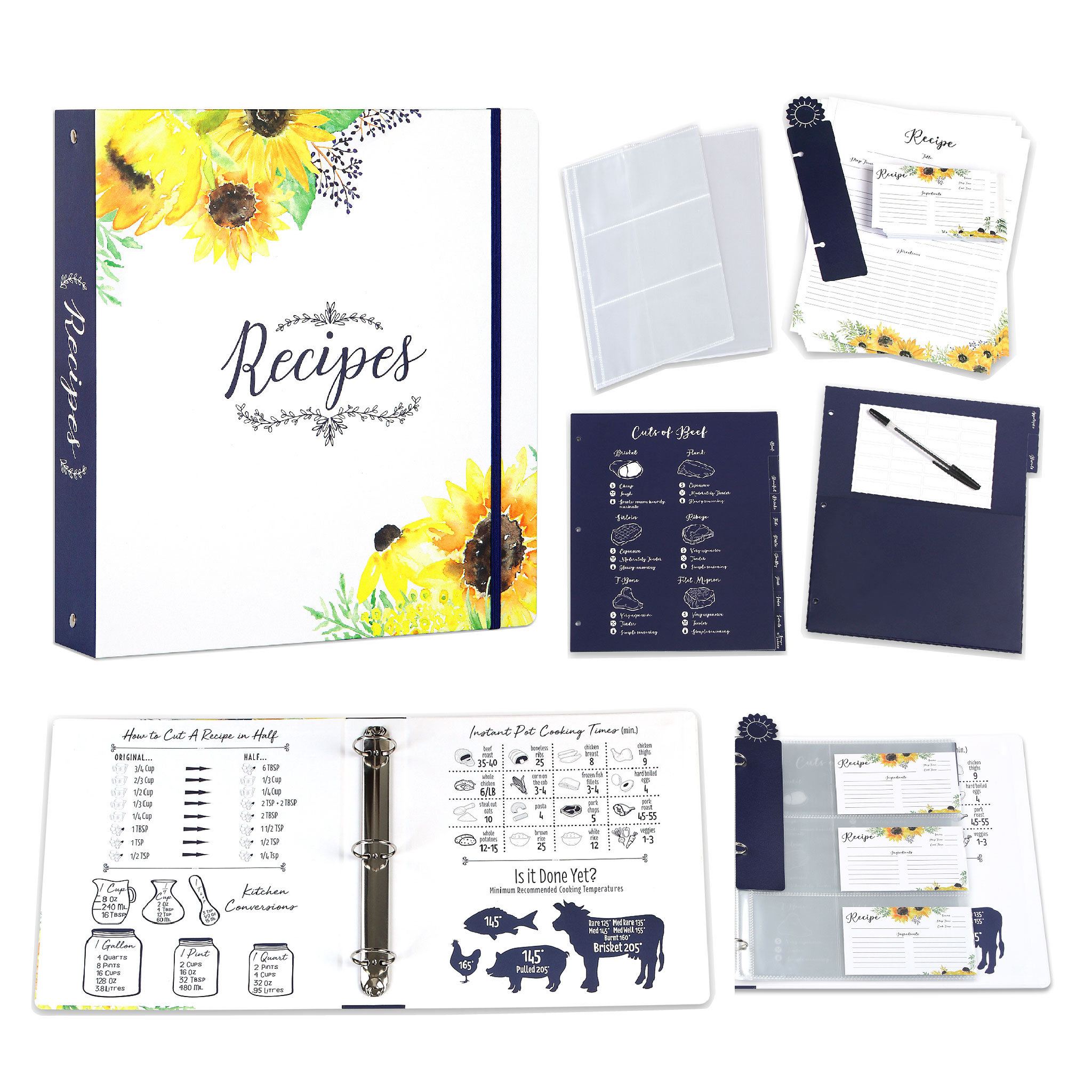 Custom Top-Notch Family Recipe Binder Kit Waterproof Recipe Book Binder  With Dividers And Cards To Write In Your Own Recipes - AliExpress