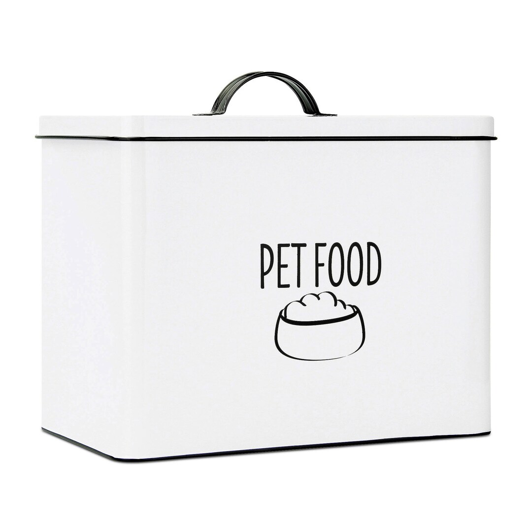 White Pet Food Container, Farmhouse Pet Food Storage Bin, Dog Food Bin