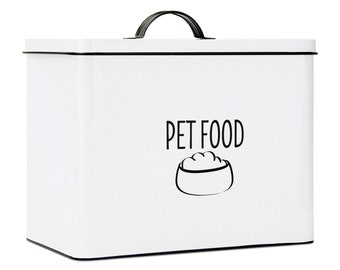 White Pet Food Container, Farmhouse Pet Food Storage Bin, Dog Food Bin Canister, Cat Food Container, Dog Dad Gift, Pet Gift, Cat Dad Gifts