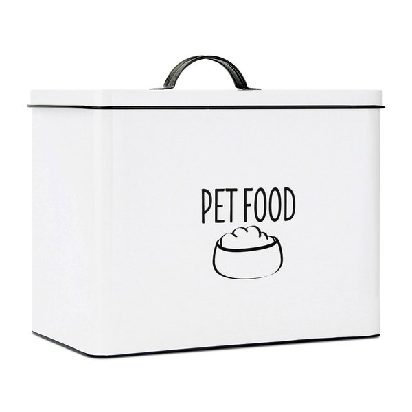 White Pet Food Container, Farmhouse Pet Food Storage Bin, Dog Food Bin Canister, Cat Food Container, Dog Dad Gift, Pet Gift, Cat Dad Gifts