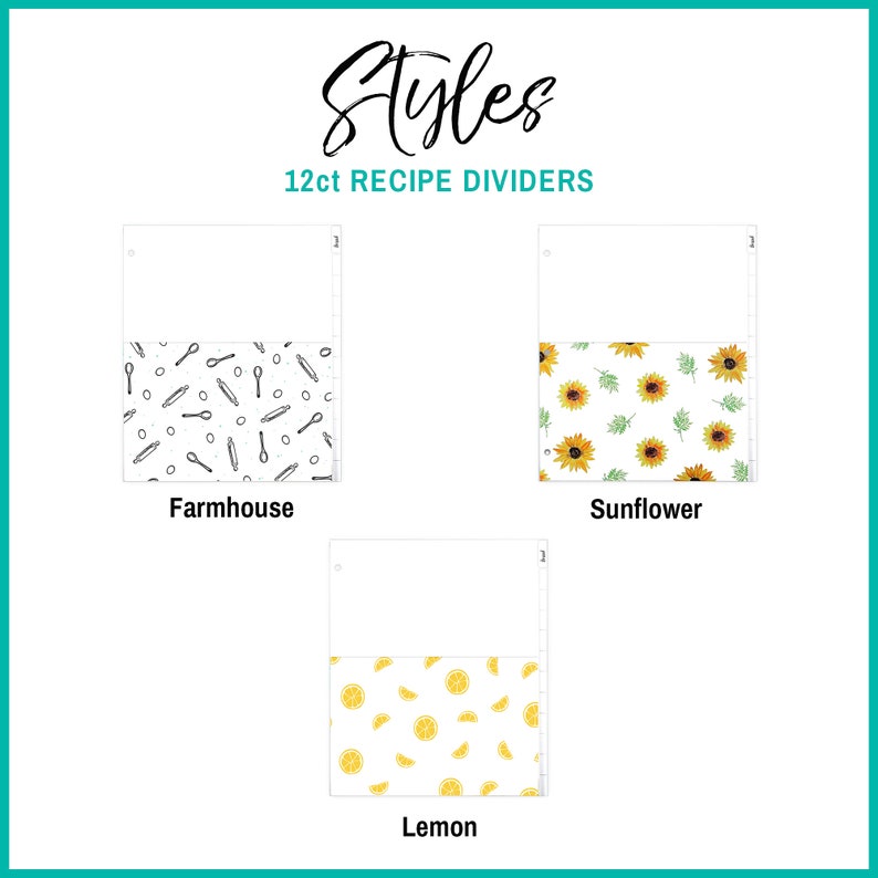 8.5x11 Recipe Binder Dividers for 3 Ring Binder Set of 12, Recipe Dividers w/ Tabs for Recipe Book, Sunflower Wedding & Housewarming Gifts image 10