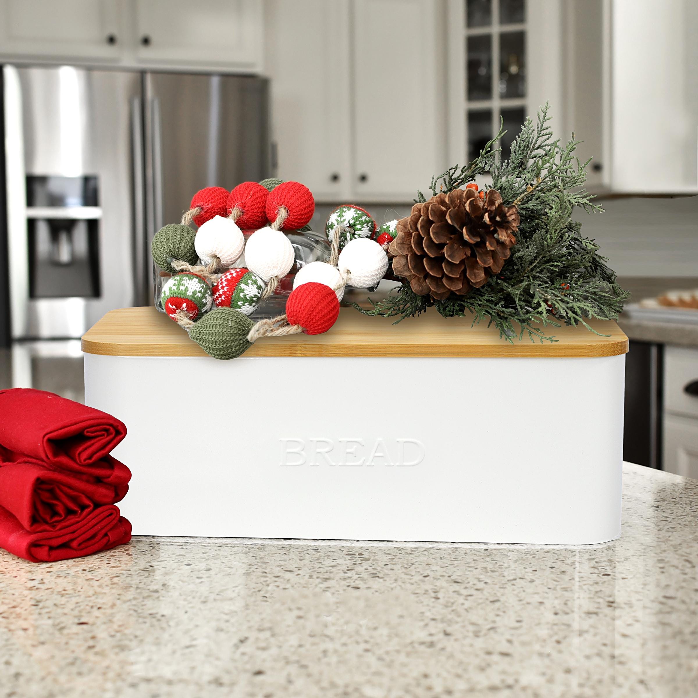 ハットBOX風オブジェ2個set(White)    ハンドメイド雑貨 White Bread Box With Bamboo Cutting Board Lid, Bread Storage