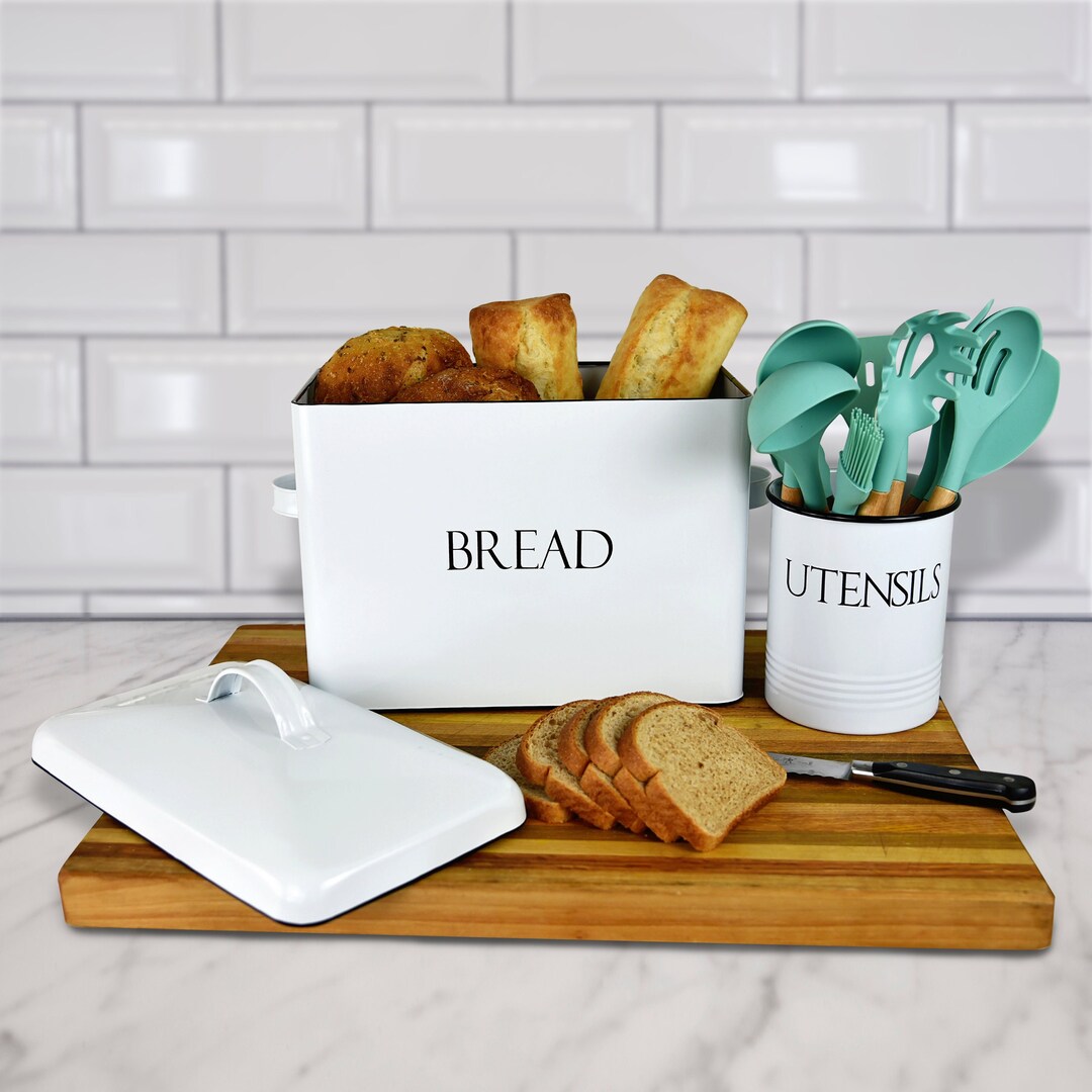 White Vintage Bread Box, Bread Bin, Kitchen Storage, Cooking Gift for