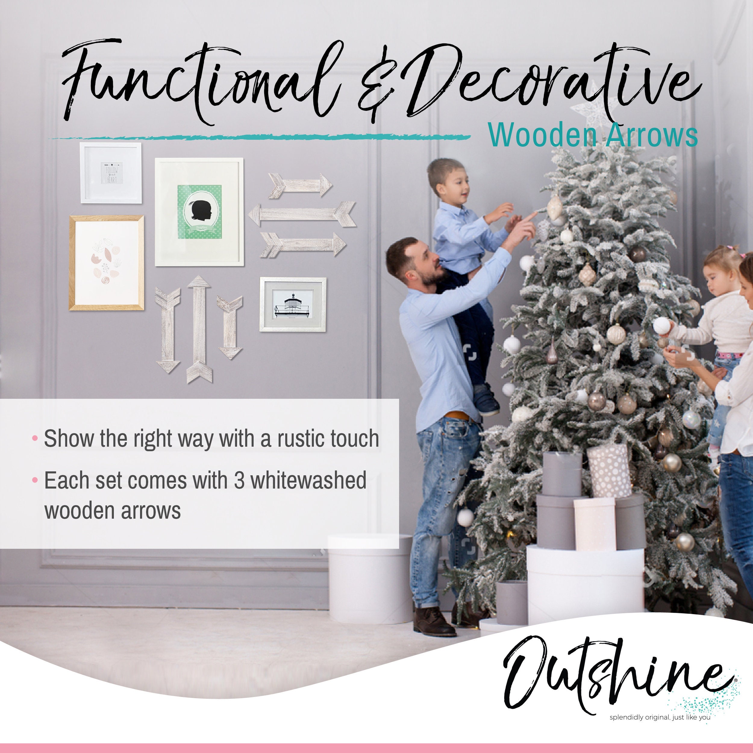 Flechas de madera Decoración de pared Outshine whitewash | Etsy