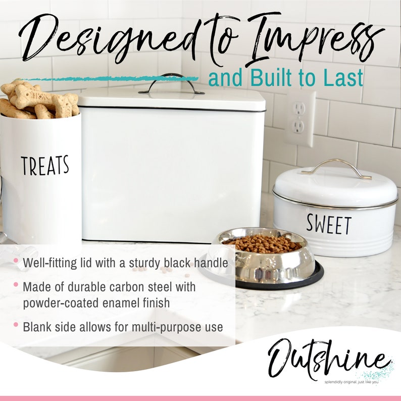 White Pet Food Container Farmhouse Pet Food Storage Bin Dog Etsy