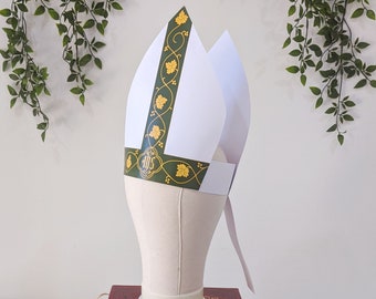 Mitra imprimible / Verde / Traje de obispo / Día de todos los santos /