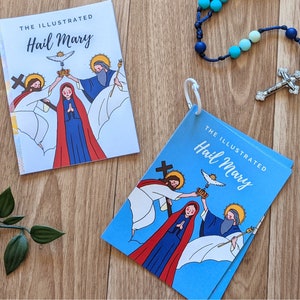 Le Je vous salue Marie illustré | Cartes de prière pour enfants | Autel de la maison | Catéchèse | Éducation religieuse | Adoration | Sac de masse