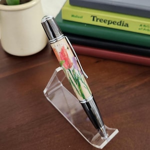 Uniek verse tuinbloemen pastel abstract chroom en brons hardware twist action handgeschilderde houten balpen