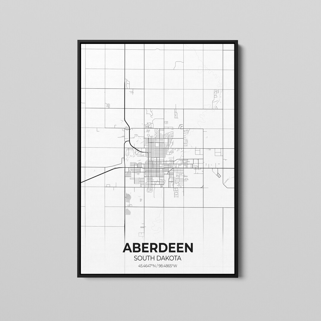 Aberdeen South Dakota City Map Poster Art Map of Aberdeen Etsy