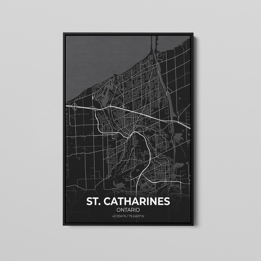 St Catharines Ontario City Map Poster Art, Map of St Catharines, Poster