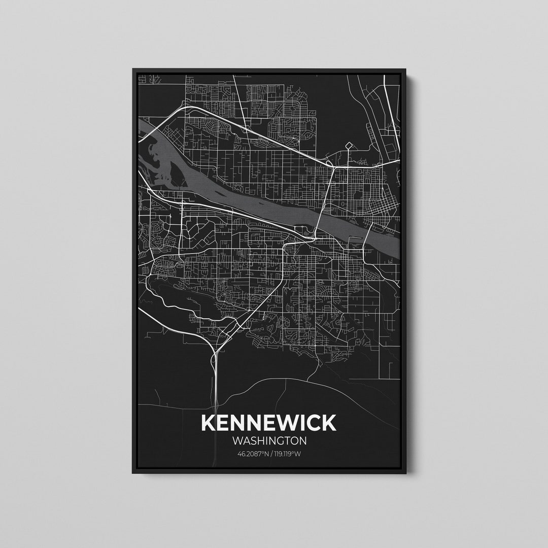 Kennewick Washington City Map Poster Art Map of Kennewick Etsy