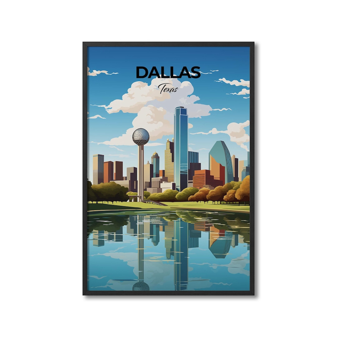 Dallas Texas Travel Print Wall Art Dallas Wall Hanging Home Decor