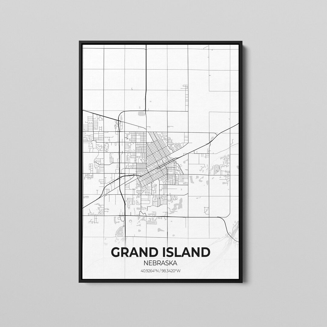 Grand Island City Map Canvas Art Map of Grand Island Canvas Etsy