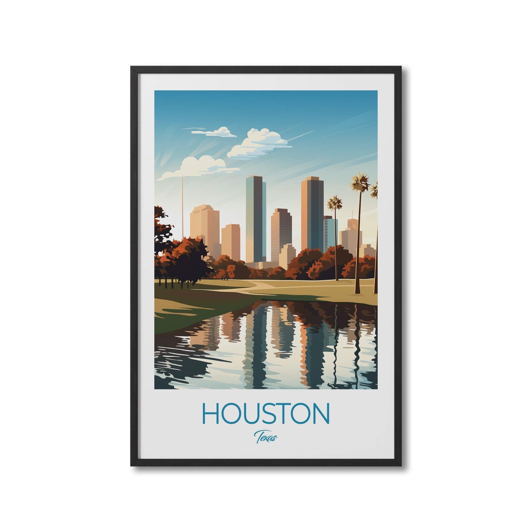 Houston Texas Travel Print Wall Art Houston Wall Hanging Home Decor Houston Gift Art Lovers