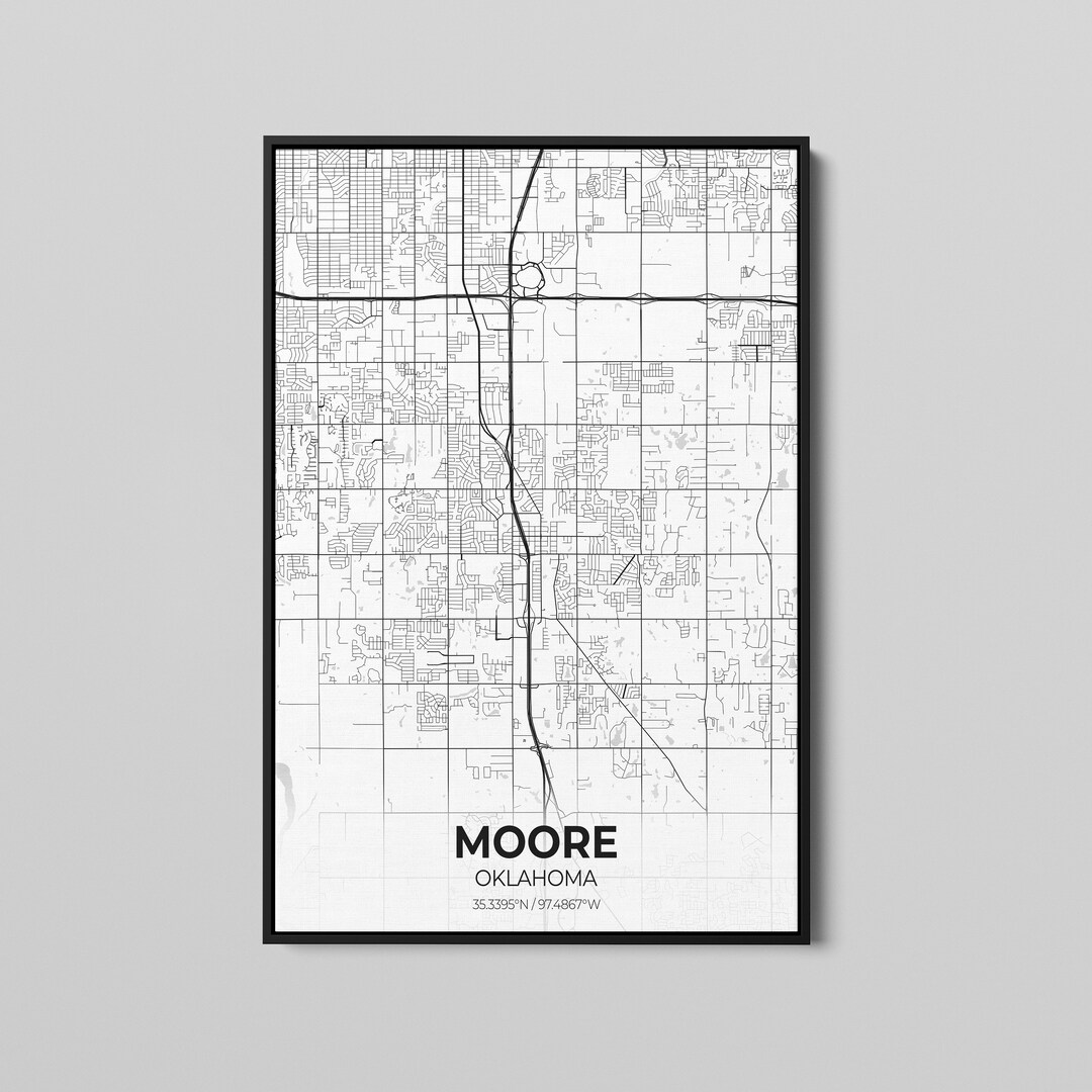 Moore Oklahoma City Map Poster Art Map of Moore Poster City Etsy