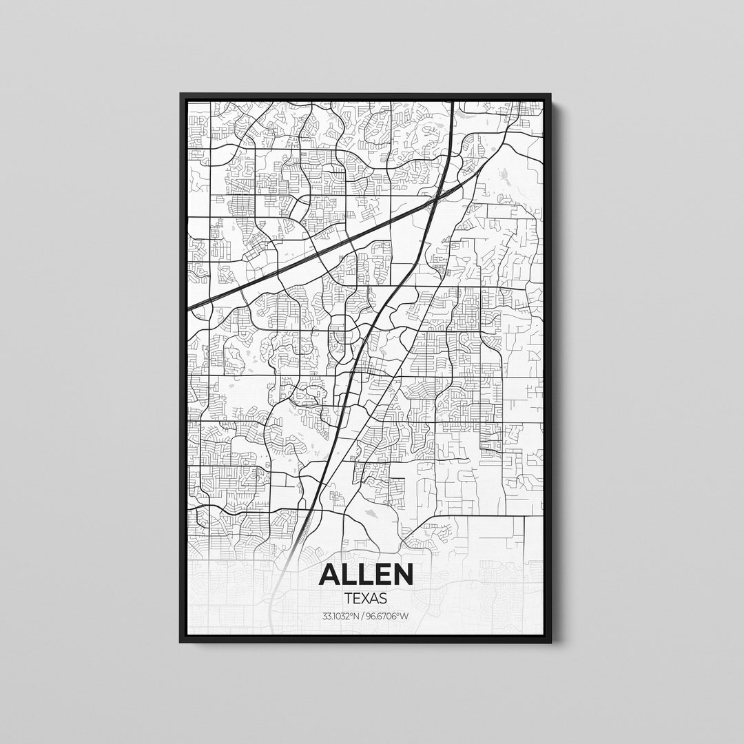 Allen Texas City Map Poster Art, Map of Allen, Poster City Map Art
