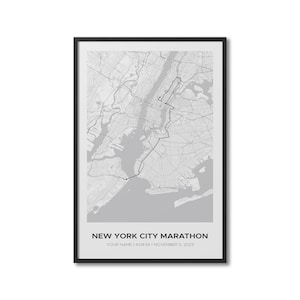 Maratona de Nova York personalizada, mapa de rota de maratona personalizado, rota Strava, corrida rastreada, presente para corredores, pôster de mapa de corrida