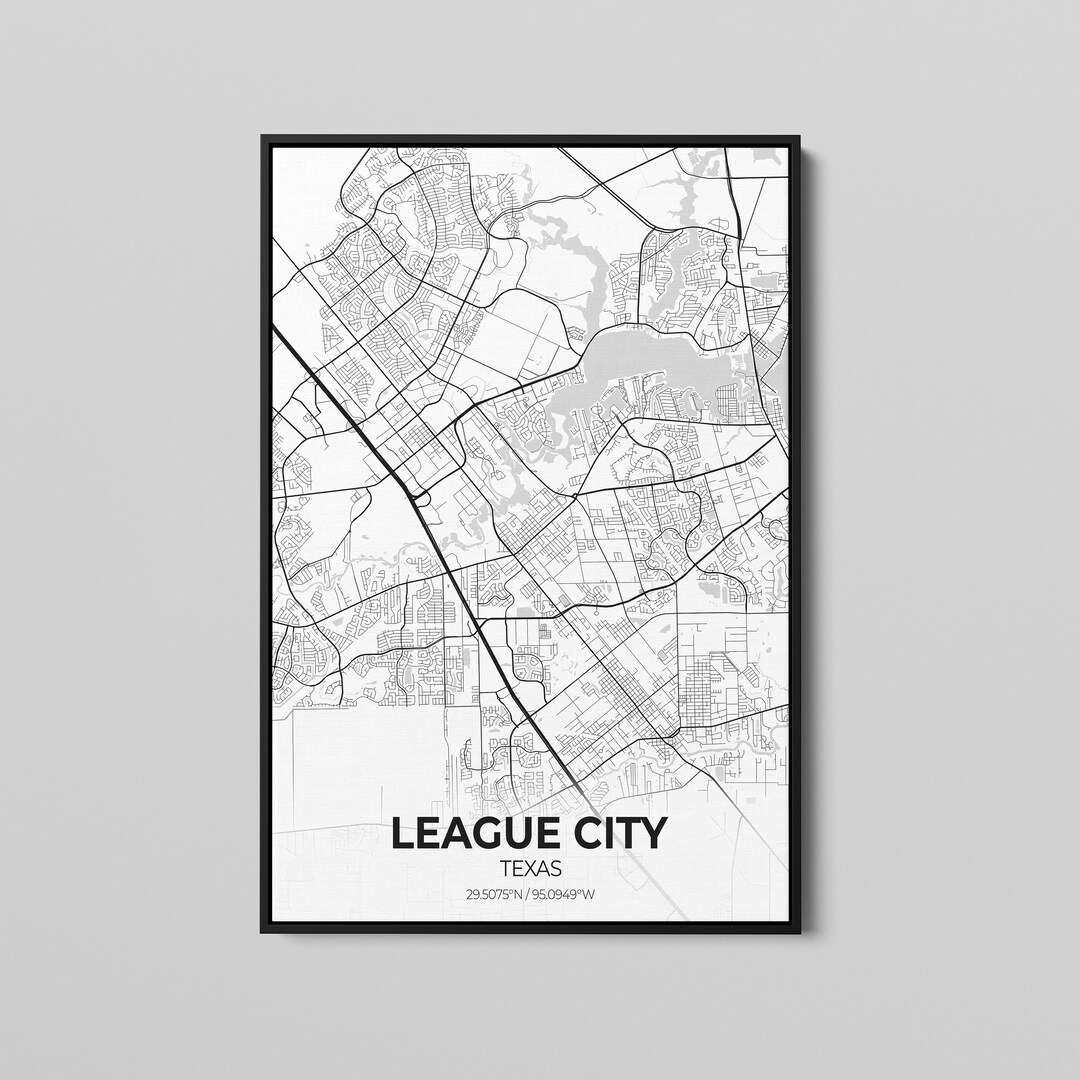 League City Texas City Map Poster Art, Map of League City, Poster City