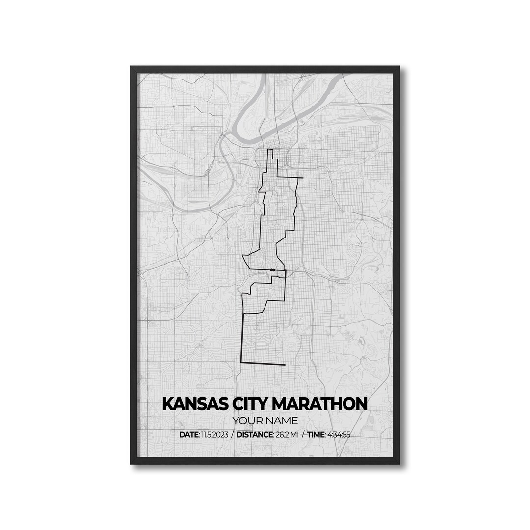 Custom Kansas City Marathon Personalized Marathon Route Map Etsy