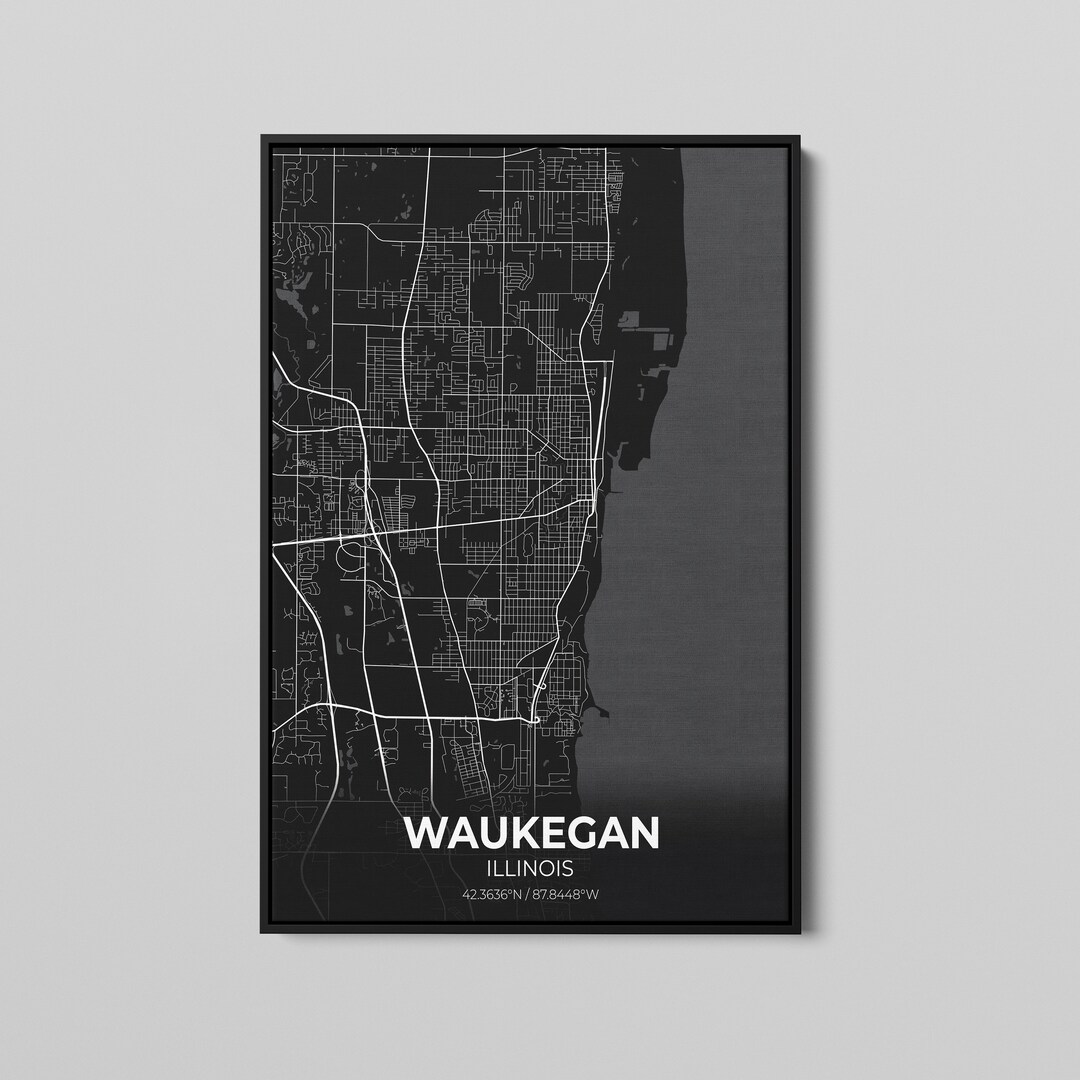 Waukegan Illinois City Map Poster Art, Map of Waukegan, Poster City Map Art, City Map Poster