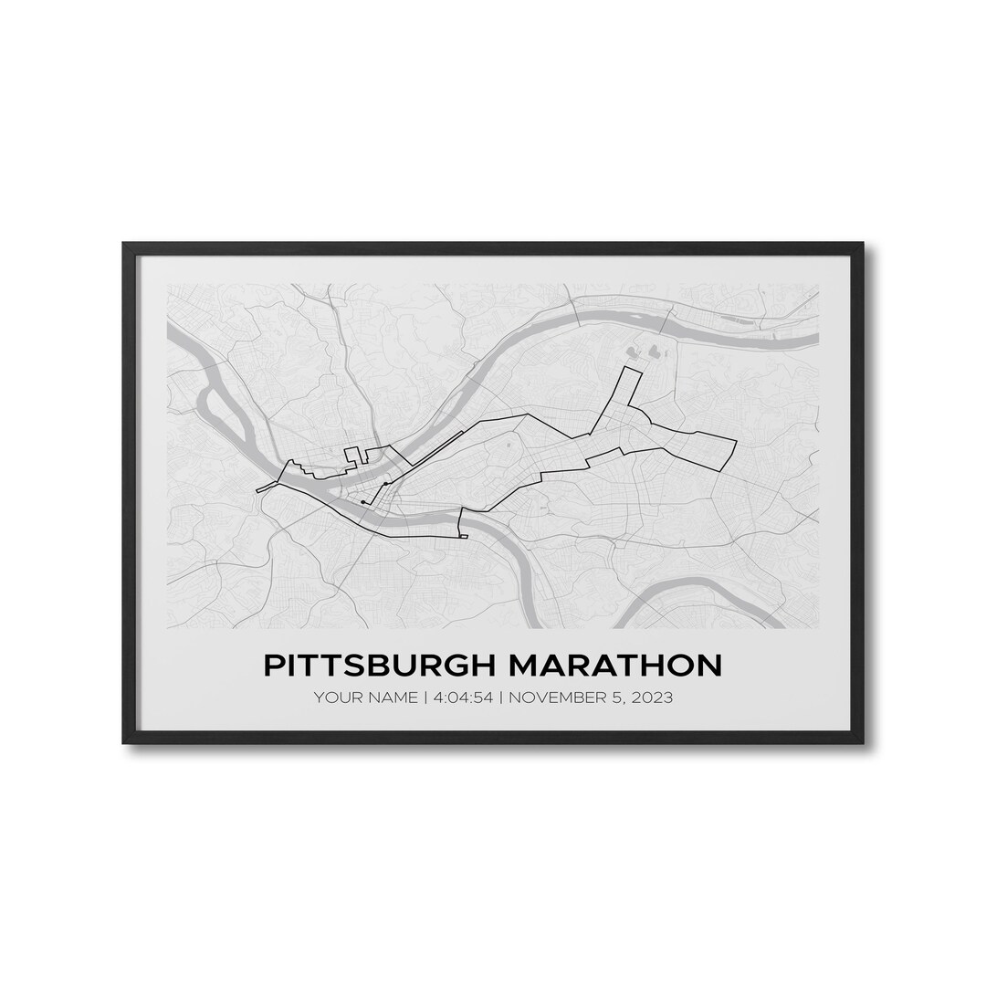 Custom Pittsburgh Marathon Personalized Marathon Route Map Etsy