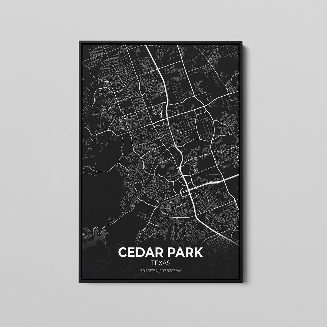 Cedar Park Texas City Map Canvas Art Map of Cedar Park Etsy