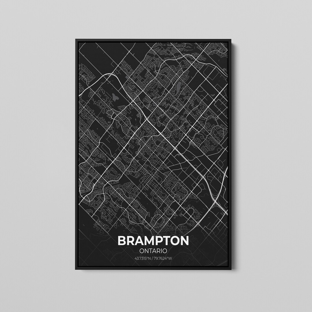 Brampton Ontario City Map Poster Art, Map of Brampton, Poster City Map
