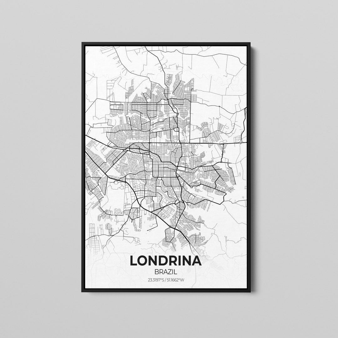 Londrina Brazil City Map Canvas Art Map of Londrina Canvas Etsy