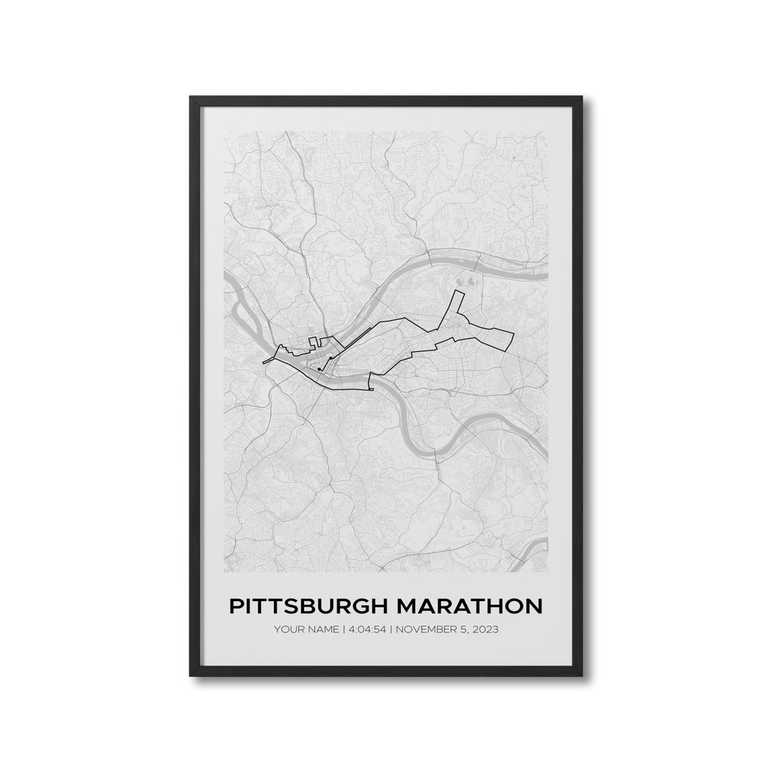 Custom Pittsburgh Marathon Personalized Marathon Route Map Etsy