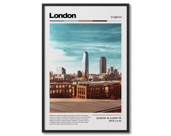 London England Digital Oil Paint Travel Print, London Travel Poster, London Poster, London Travel Print, London Wall Art