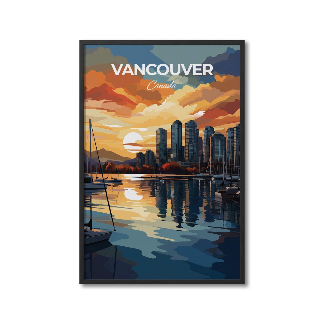 Vancouver Canada Travel Print Wall Art Vancouver Wall Hanging Etsy