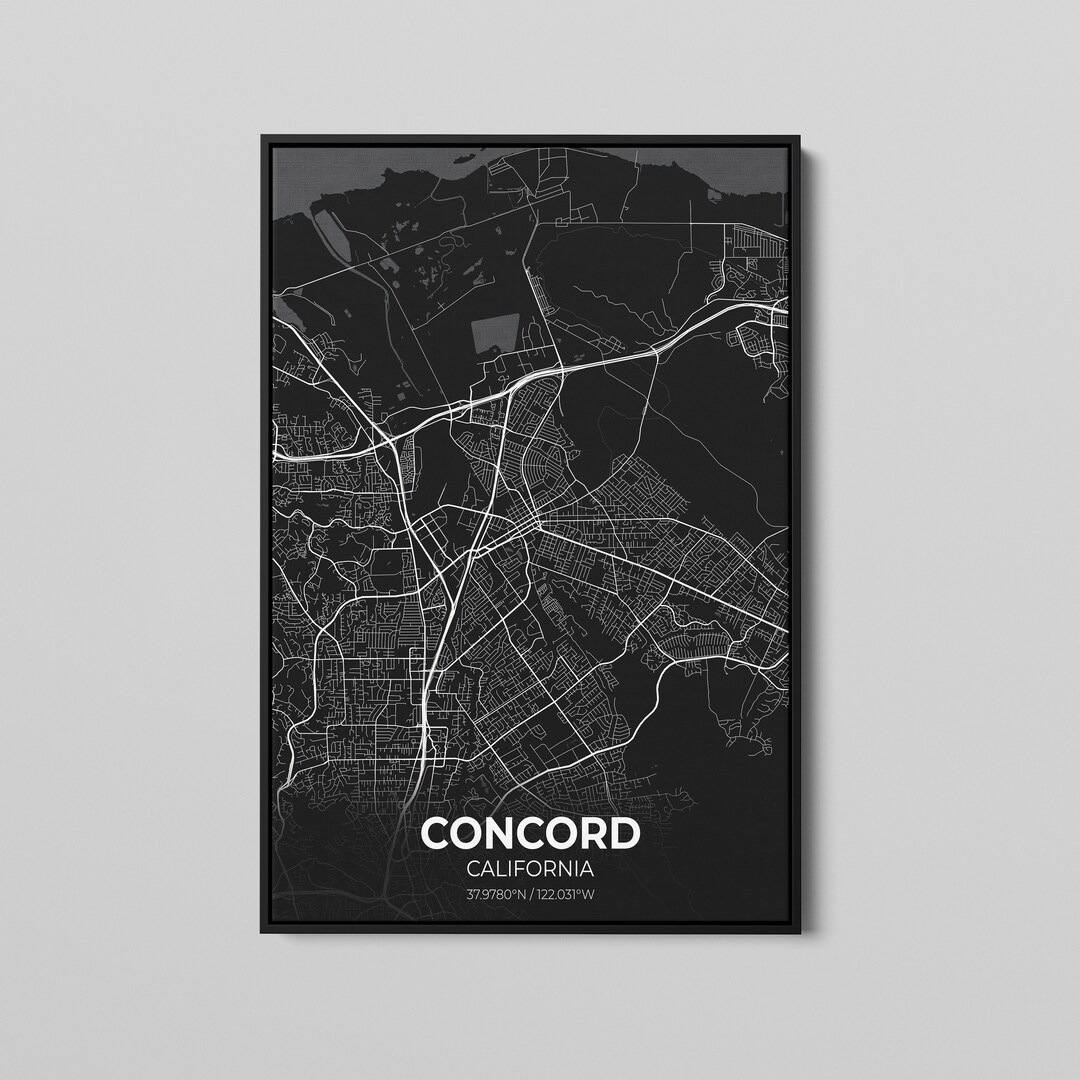Concord California City Map Poster Art Map of Concord Poster Etsy