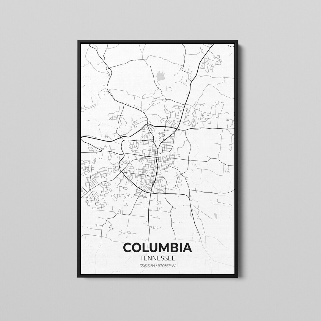 Columbia Tennessee City Map Poster Art Map of Columbia Etsy