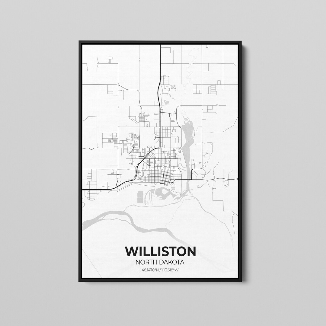 Williston North Dakota City Map Poster Art Map of Williston Etsy