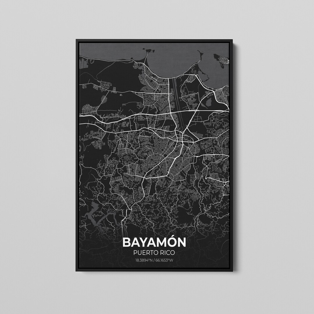 Bayamon Puerto Rico City Map Canvas Art Map of Bayamon Etsy