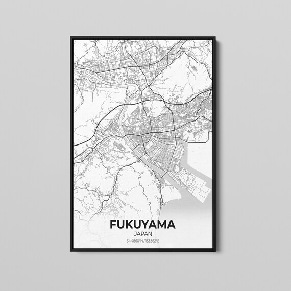 Fukuyama Japan City Map Canvas Art Map of Fukuyama Canvas Etsy