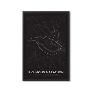 Personalisierter Richmond Marathon, personalisierte Marathon-Strecke, Strava-Strecke, verfolgter Lauf, Geschenk für Läufer, Laufkarte-Plakat