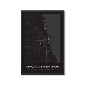 Maratón de Chicago personalizado, Mapa de ruta de maratón personalizado, Ruta de Strava, Carrera con seguimiento, Regalo para corredores, Mapa de carrera Póster