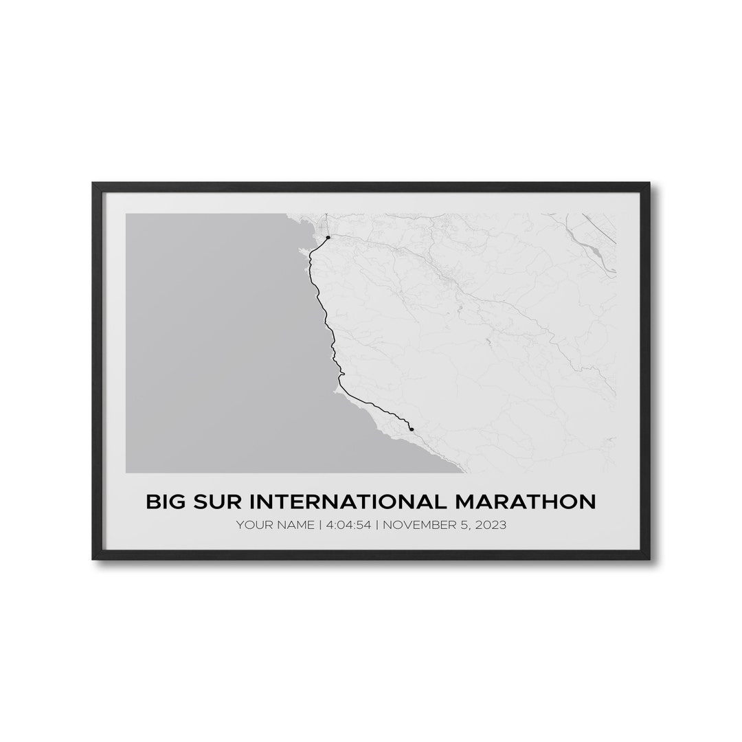 Custom Big Sur Marathon, Personalized Marathon Route Map, Strava Route