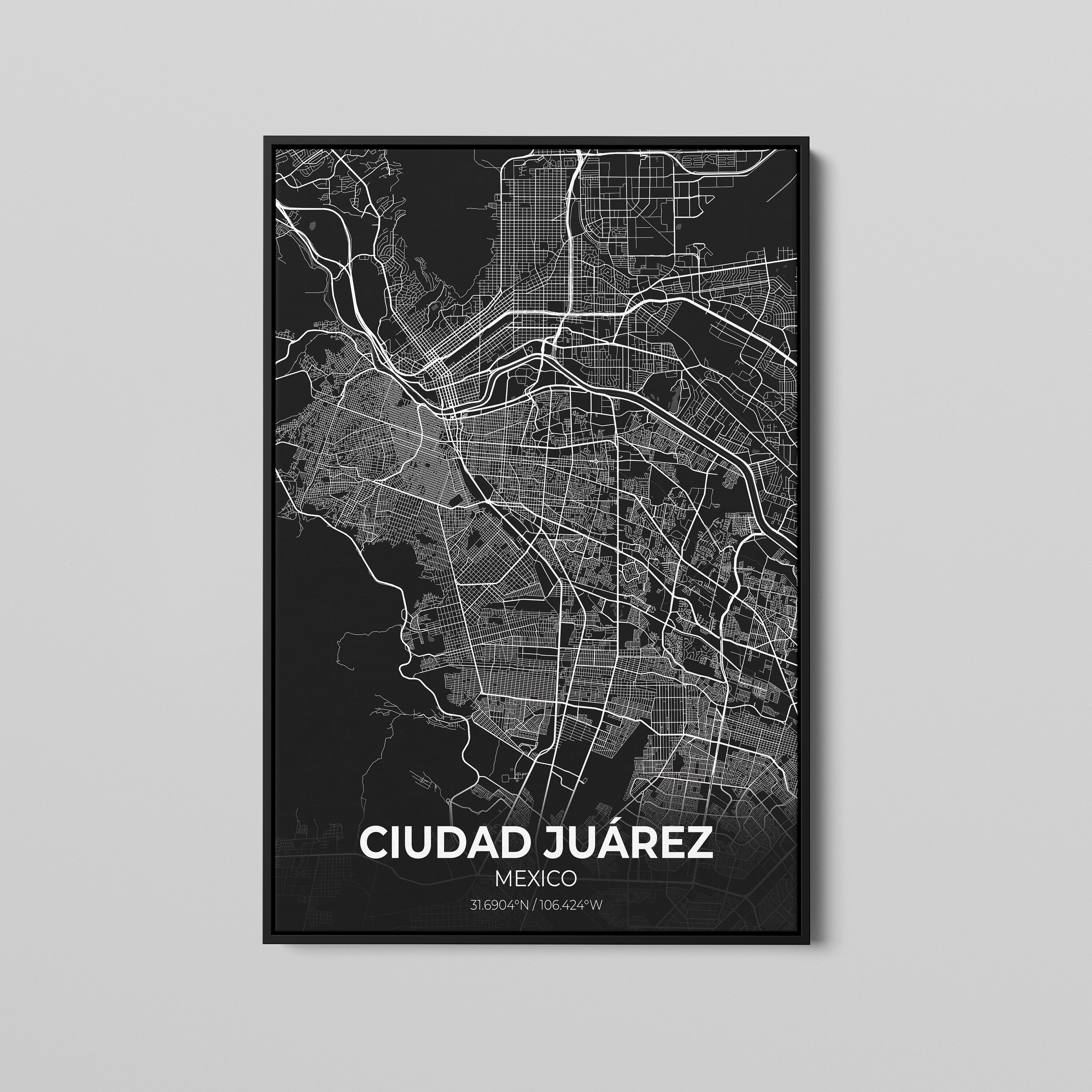 Ciudad Juarez MexikoStadt Karte Leinwand Kunst Karte von Etsy Österreich