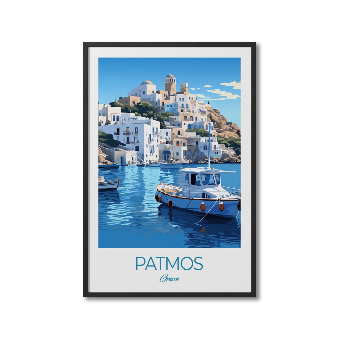Patmos Greece Travel Print Wall Art Patmos Wall Hanging Home Etsy