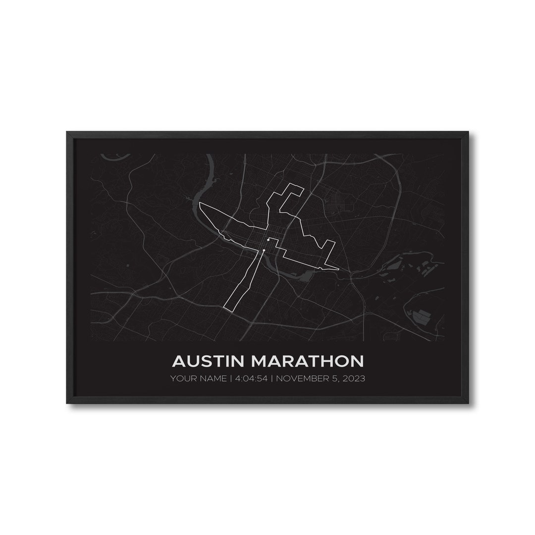 Custom Austin Marathon, Personalized Marathon Route Map, Strava Route
