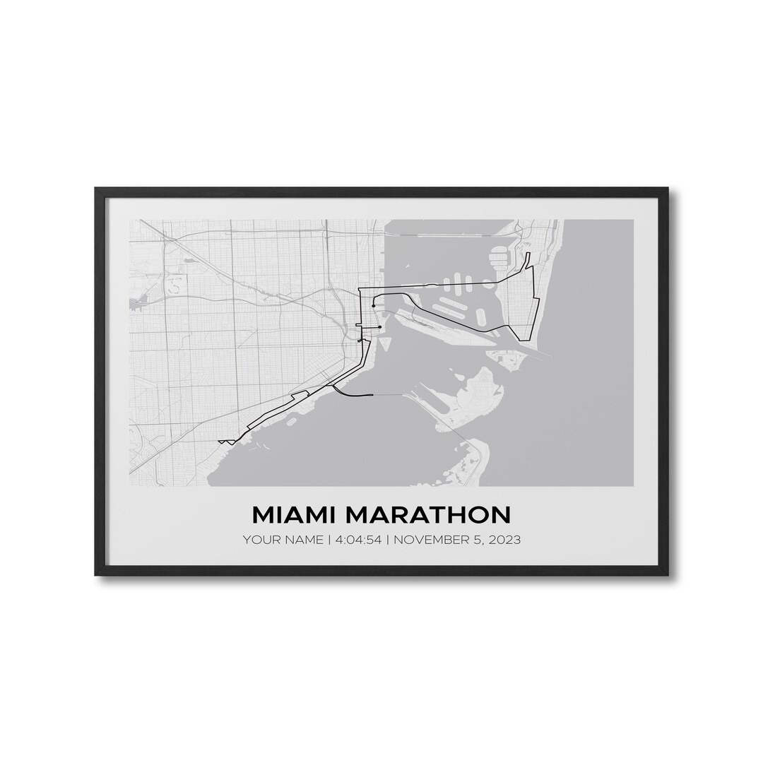 Custom Miami Marathon, Personalized Marathon Route Map, Strava Route