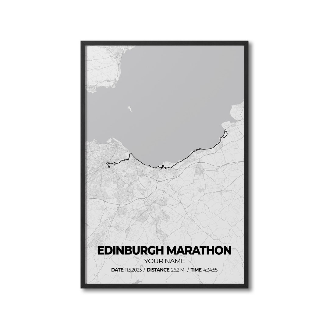 Custom Edinburgh Marathon, Personalized Marathon Route Map, Strava