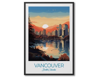 Vancouver British Columbia Travel Art, Vancouver Travel Print, Vancouver Travel Poster, Vancouver Poster, Vancouver Wall Art